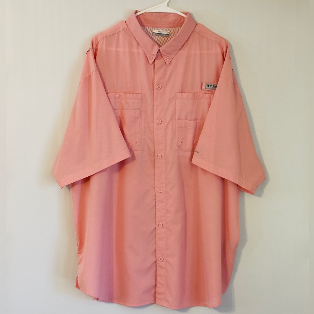 Columbia PFG Omni Shield Men's Casual Pink Button Down Shirt XXL Outdoors